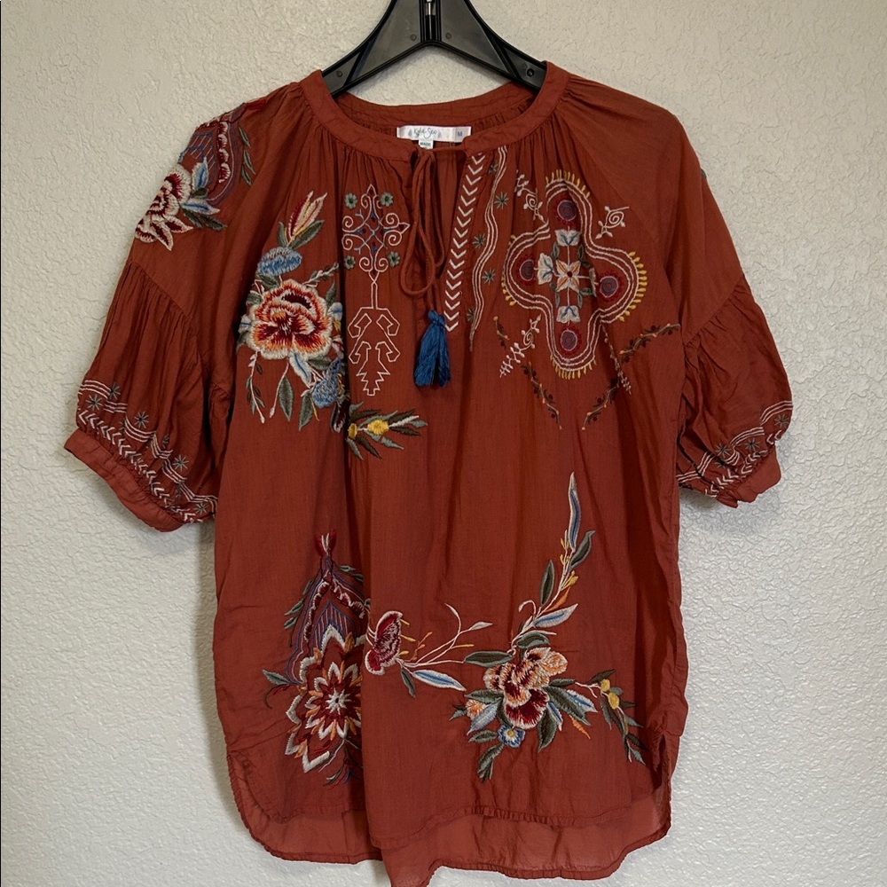 Kyla Seo Mauve Embroidered Floral Blouse